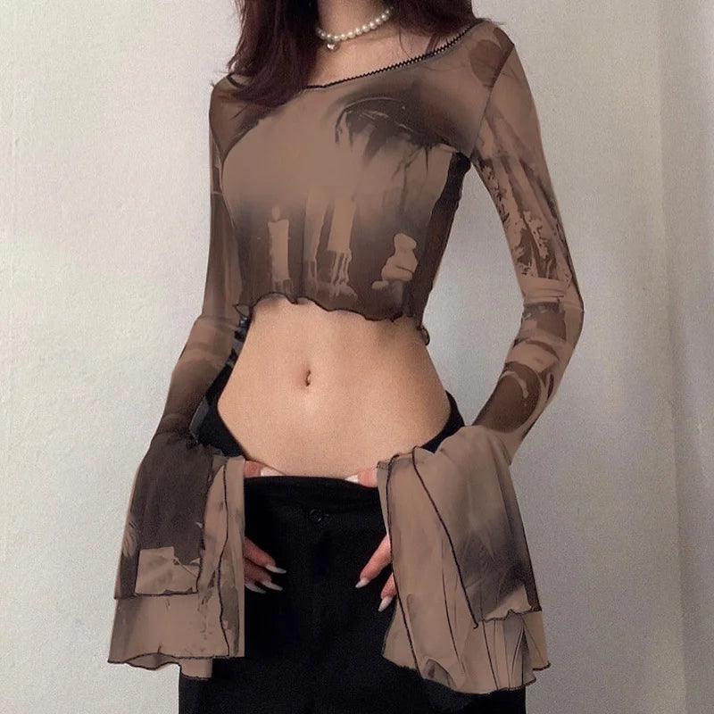 Women’s Casual T-shirt Long Sleeve Exposed Navel