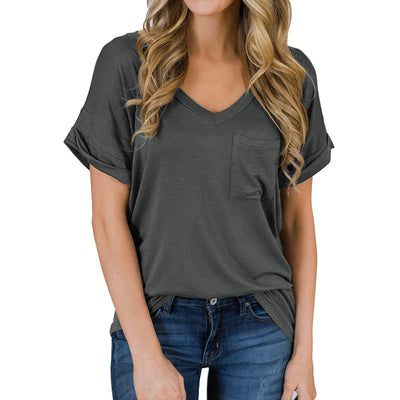 V Collar Explosive White T-shirt