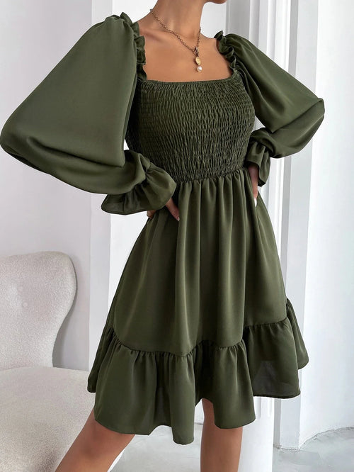 A Dress With Ruffled Hem