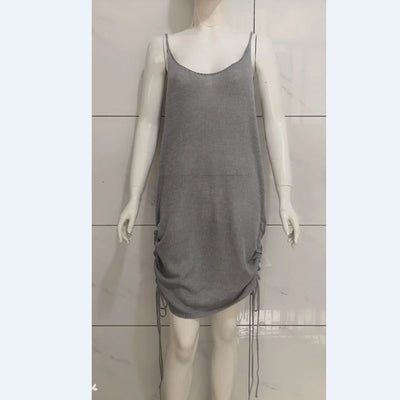 Sleeveless Straps Loose Beach Halter Sweater Dress Needle