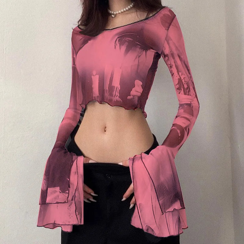 Women’s Casual T-shirt Long Sleeve Exposed Navel