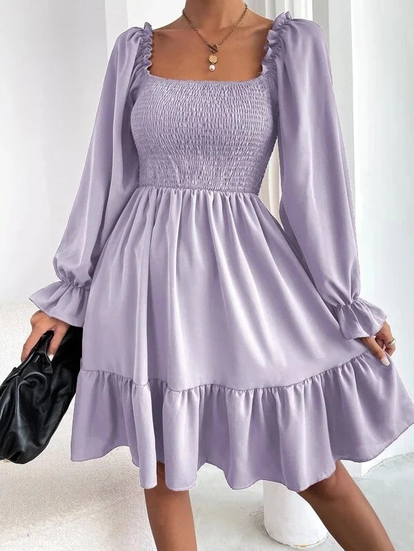 A Dress With Ruffled Hem