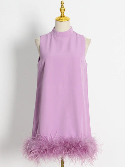 Spring Niche Design Half High Neck Sleeveless Solid Straight Leg Dress