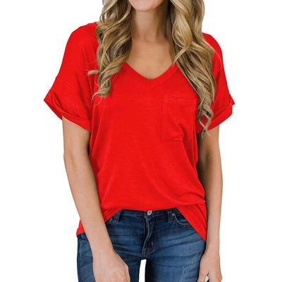 V Collar Explosive White T-shirt