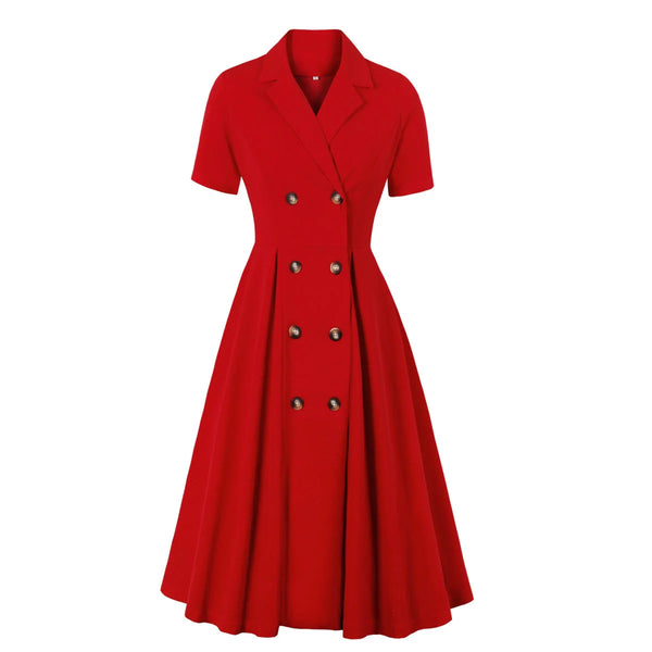 Solid Color Suit Collar Dress High Waist OL Temperament Skirt