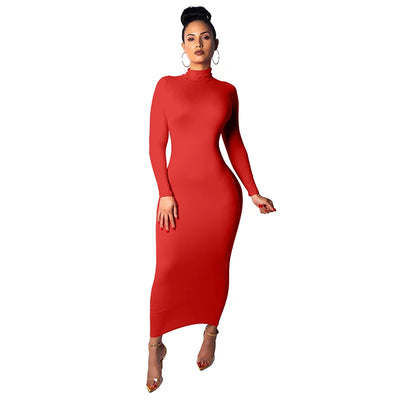 New Style Long Skirt Sexy High Necked Dress Large Slim Skirt