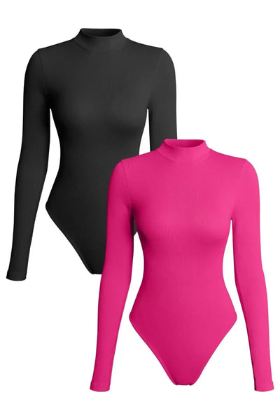 Turtleneck Tight Sexy Jumpsuit Threaded Long Sleeve Underpants
