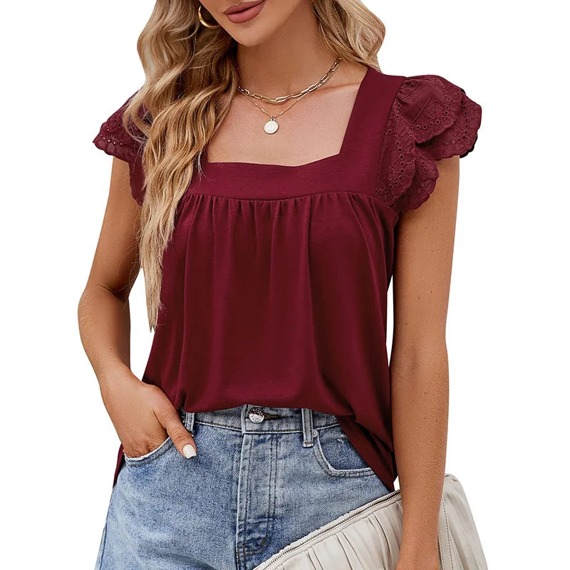 Summer Knitted Short Women Sleeved T-shirt